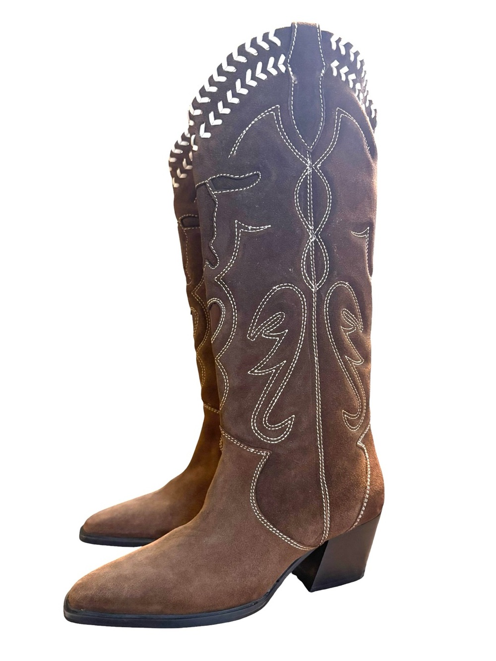 ZARA Brown Suede Cowboy Boots in 
Sz 37 - Picture 2 of 7